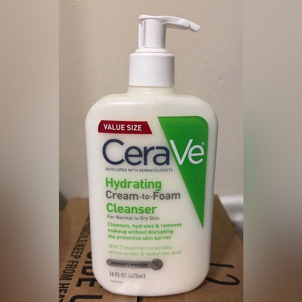 CeraVe Hydrating Cream-to-Foam Cleanser 16oz! (normal-dry skin)